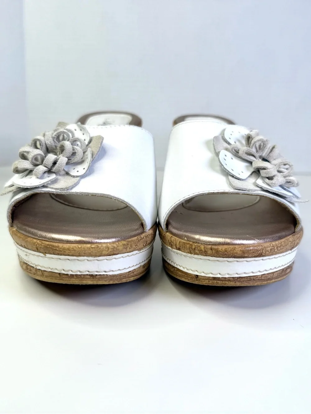 Azura by Spring Step Women's Narcisse Slide White with Flower Embellishment 41